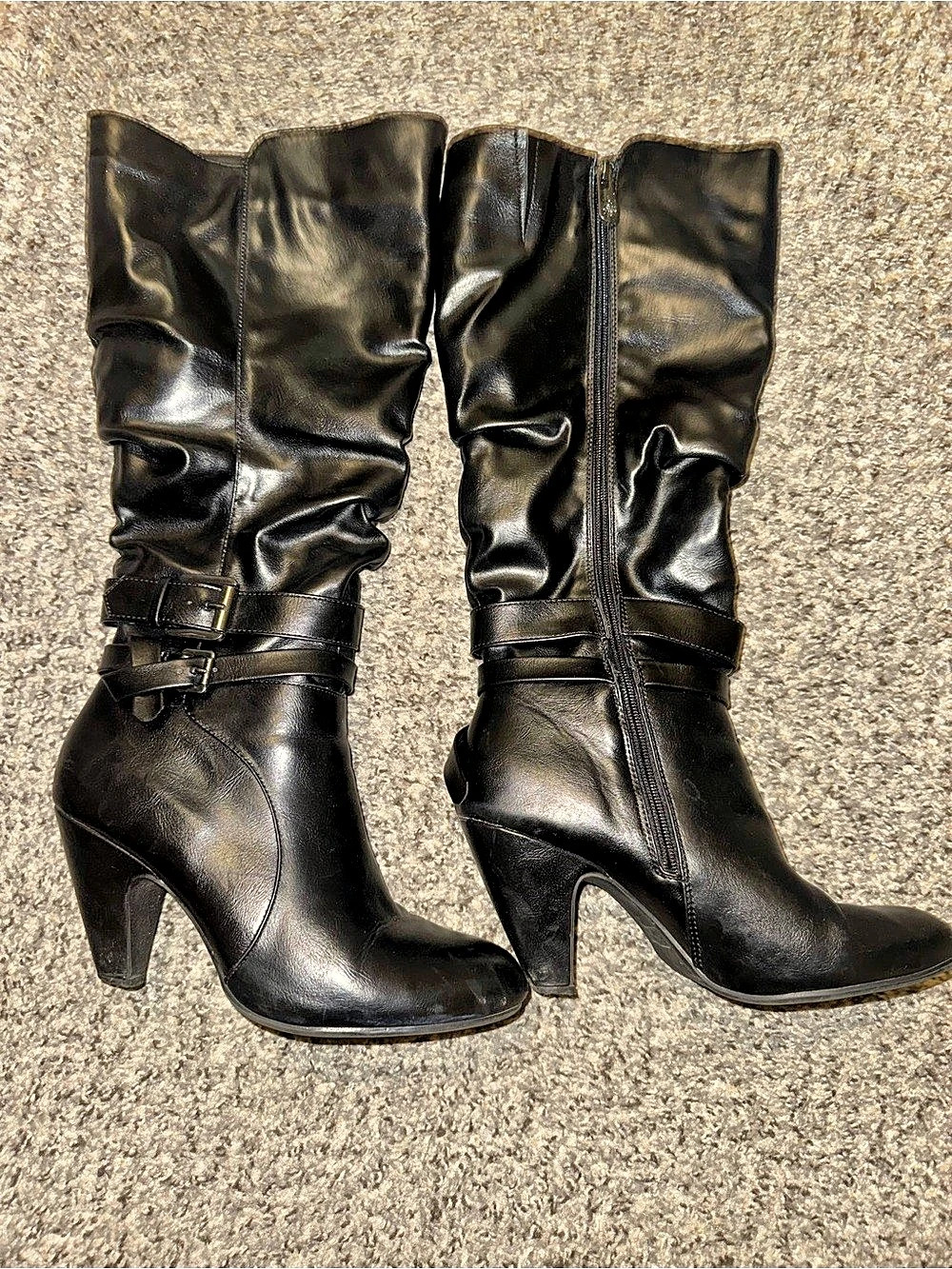 Jessica Cline Black Buckle Knee-High Boots US 9.5M